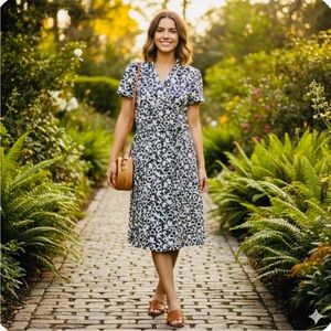 Vintage hearts and flowers print dress